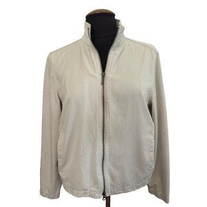 Lord & Taylor Beige Full-Zip Jacket Size 6 High Neck Casual & Comfortable